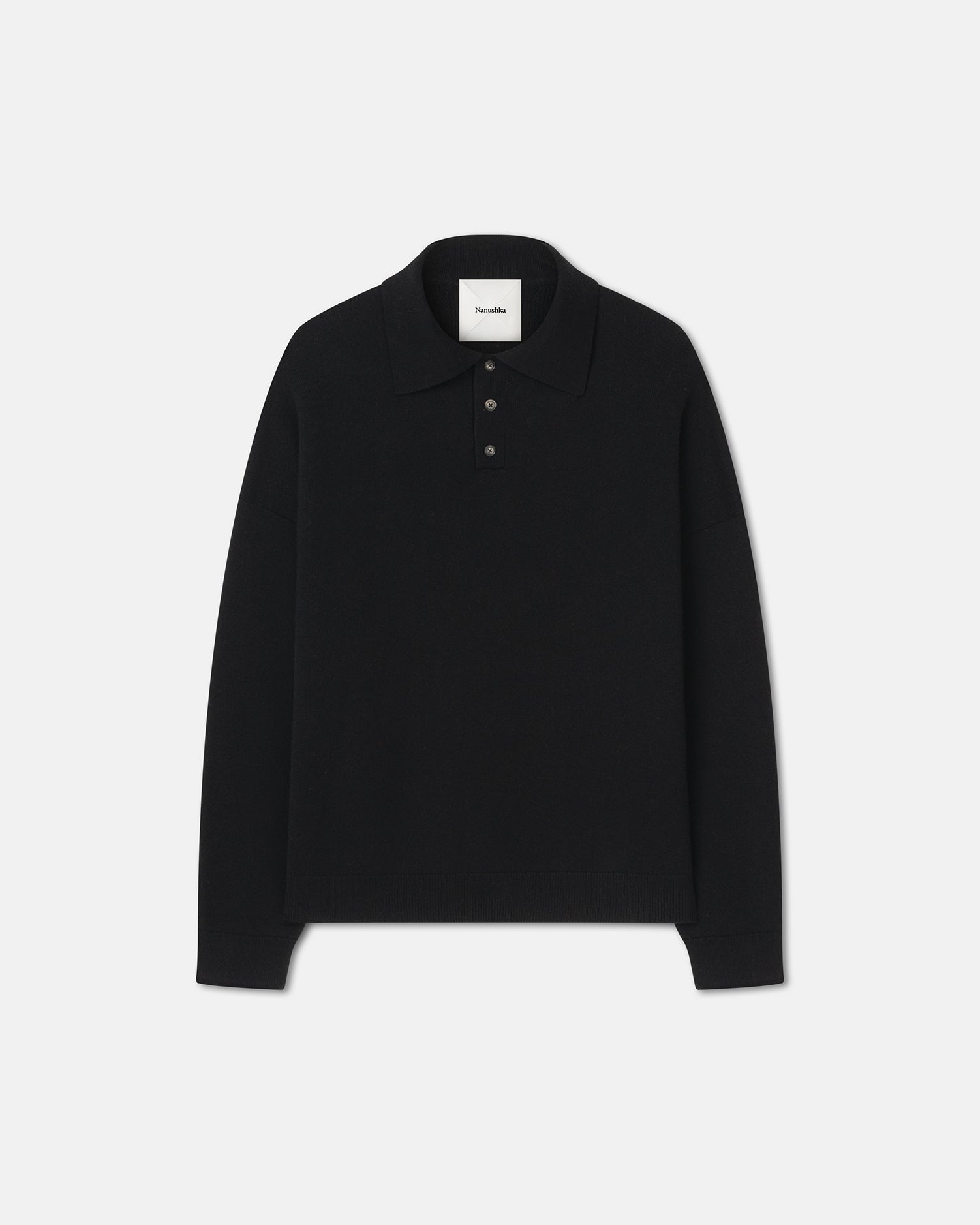 Nanushka Elieke - Plush Cashmere Polo-Neck Sweater - Black