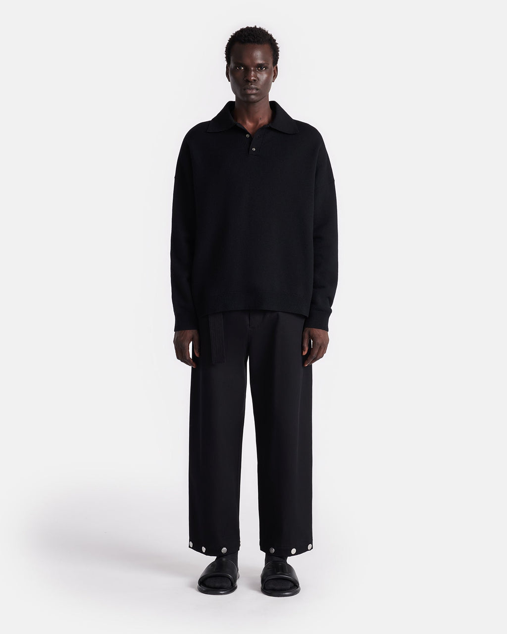 Nanushka Elieke - Plush Cashmere Polo-Neck Sweater - Black