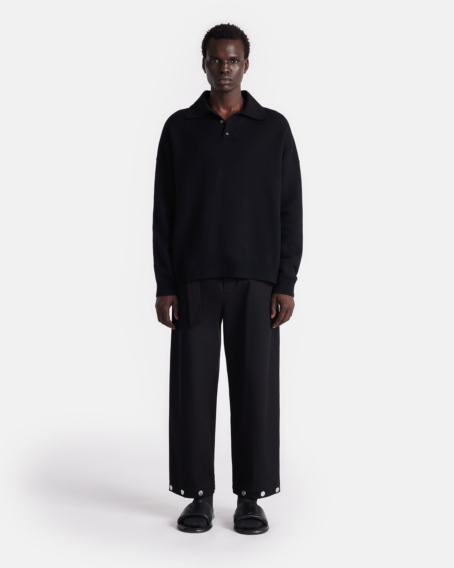 Nanushka Elieke - Plush Cashmere Polo-Neck Sweater - Black