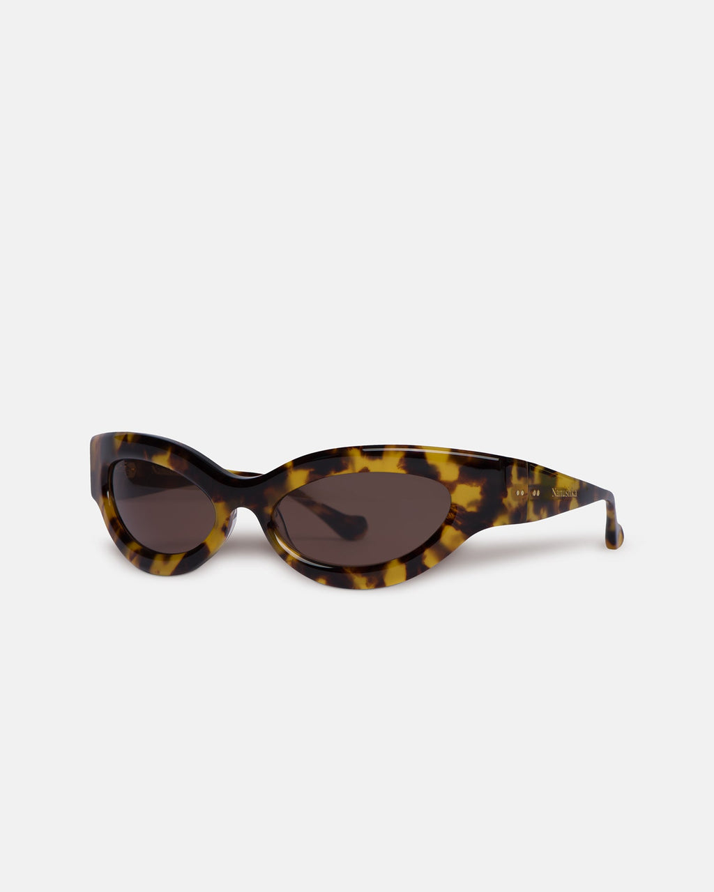 Nanushka Trysta - Bio-Plastic Wrap Sunglasses - Dark Amber