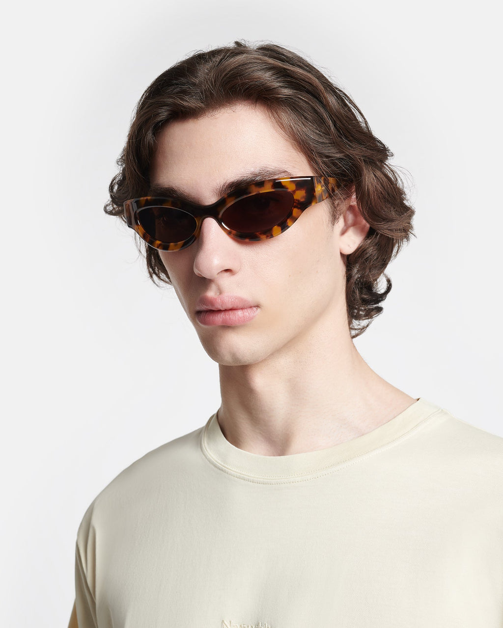 Nanushka Trysta - Bio-Plastic Wrap Sunglasses - Dark Amber