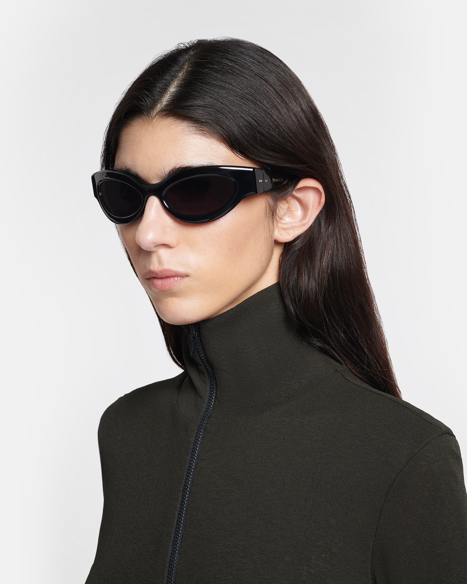 Nanushka Trysta - Bio-Plastic Wrap Sunglasses - Black