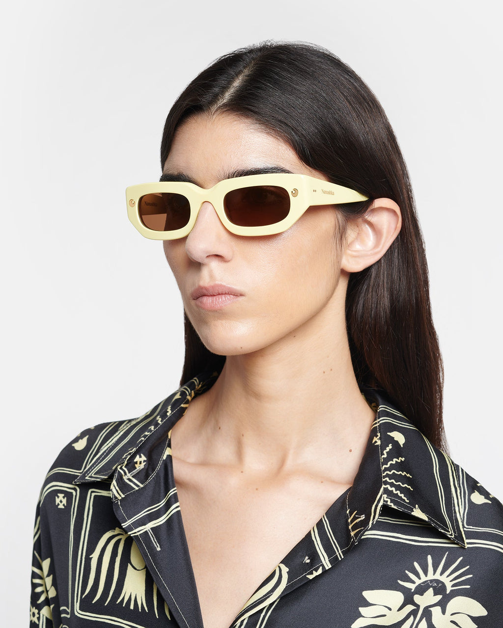 Nanushka Kadee - Bio-Plastic D-Frame Sunglasses - Moonbeam