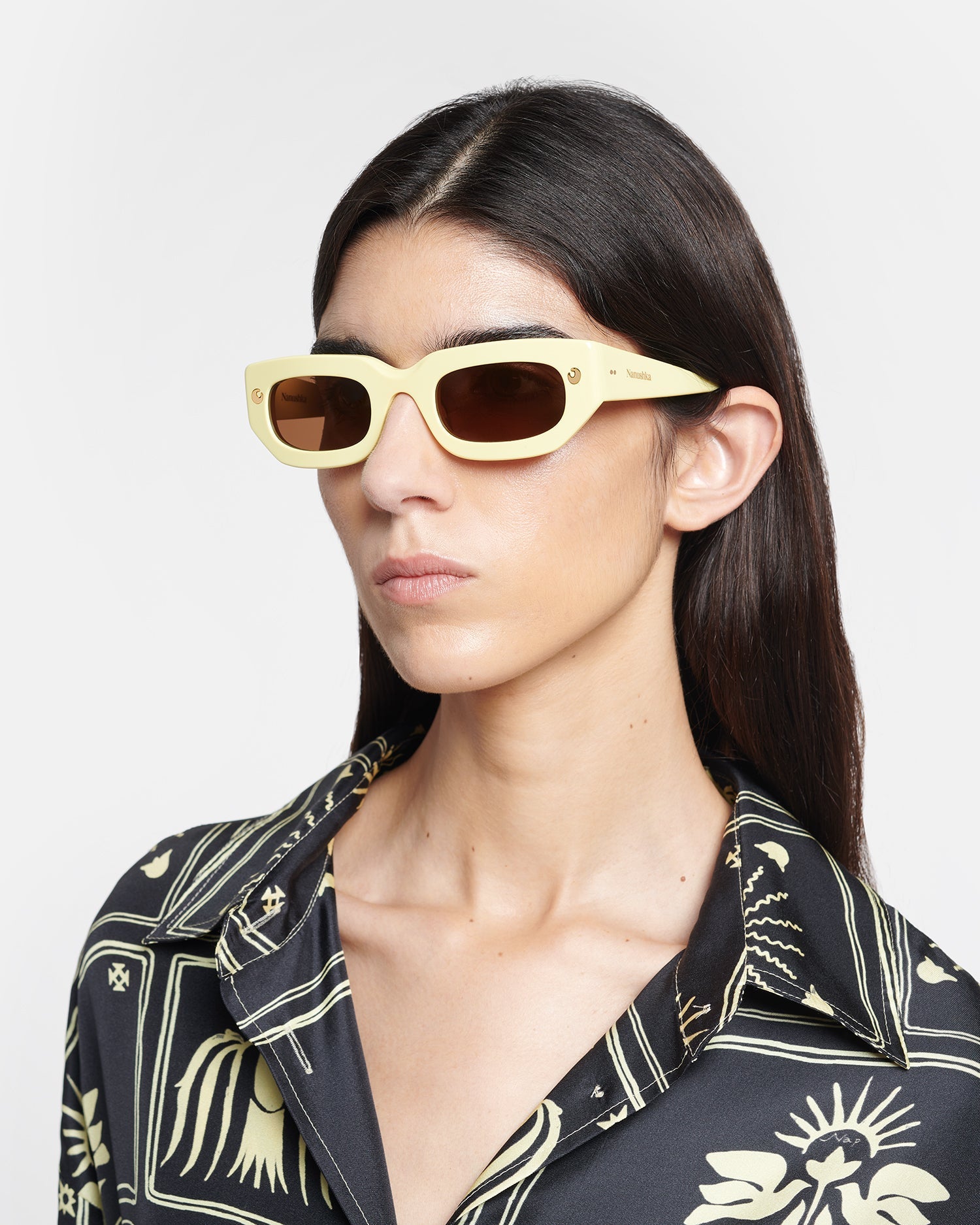 Nanushka Kadee - Bio-Plastic D-Frame Sunglasses - Moonbeam