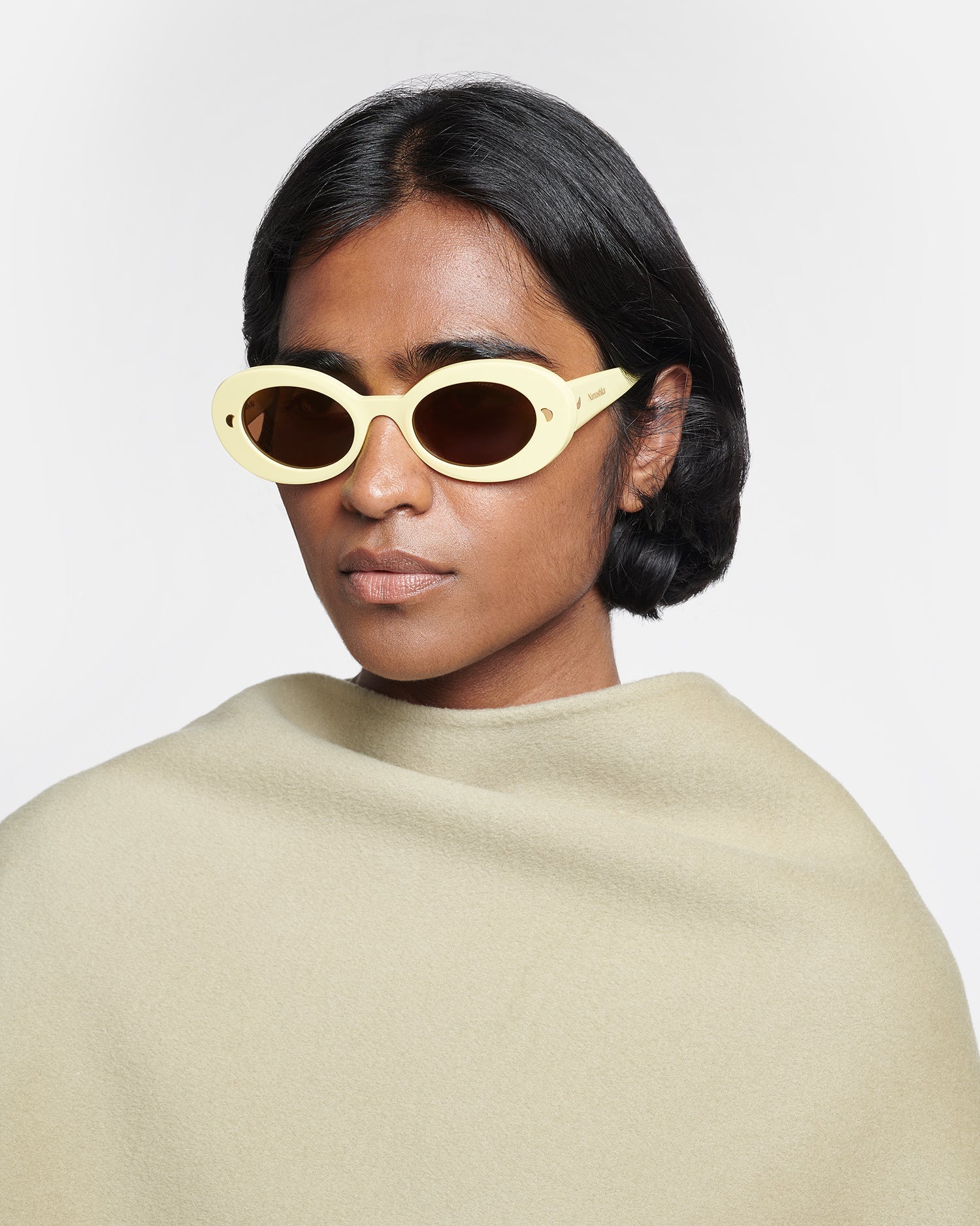 Nanushka Giva - Bio-Plastic Oval Sunglasses - Moonbeam