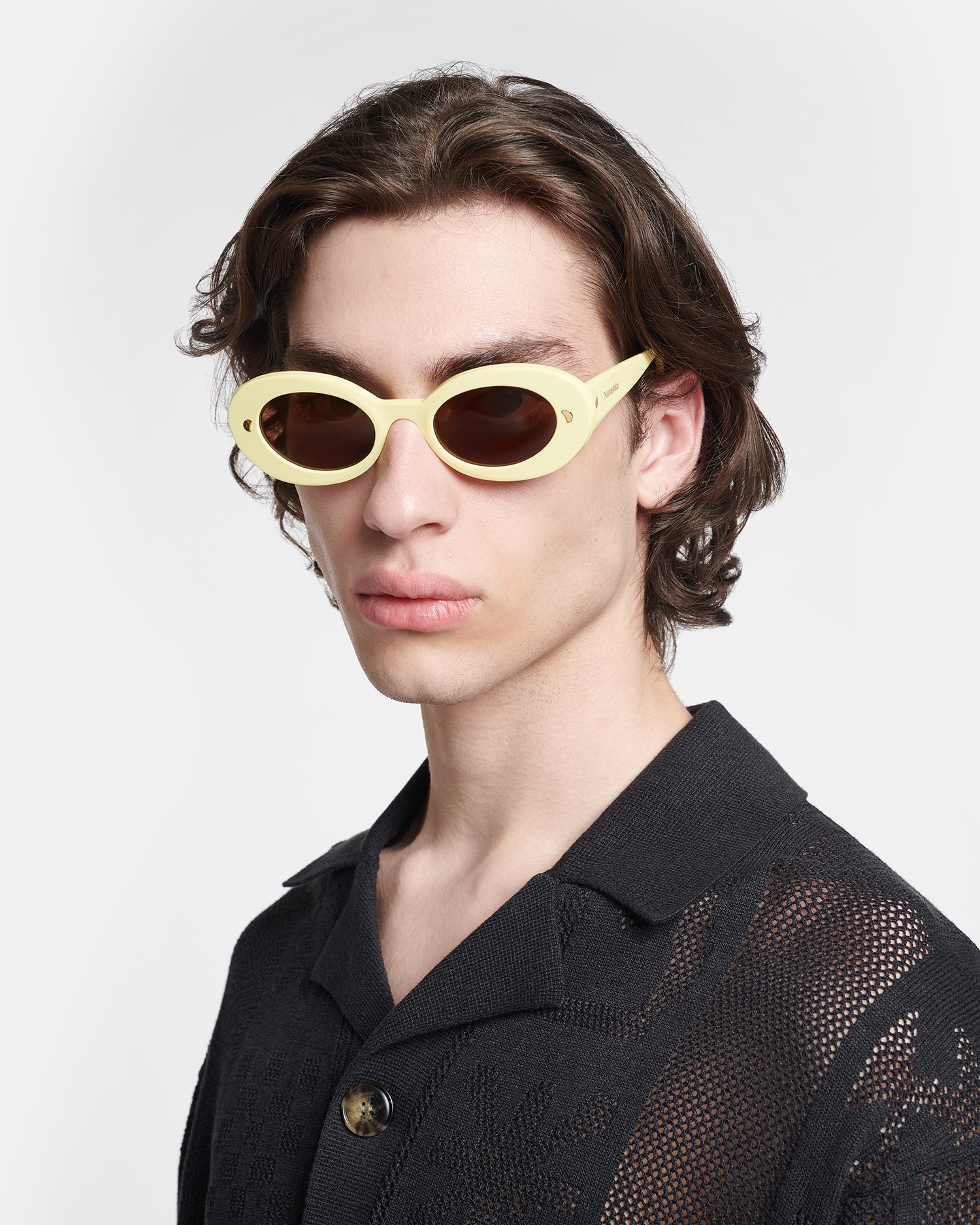 Nanushka Giva - Bio-Plastic Oval Sunglasses - Moonbeam