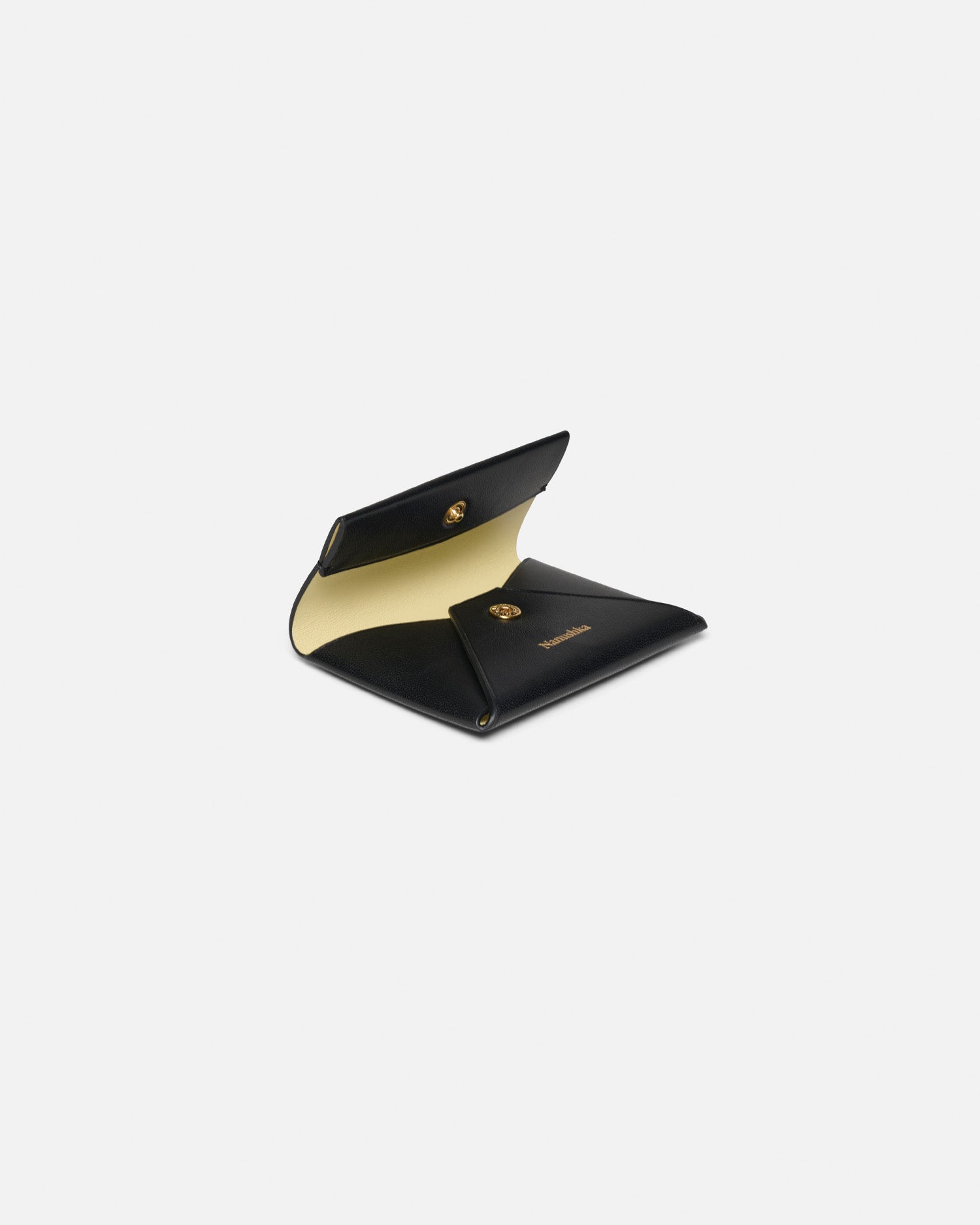 Nanushka Folded - Leather Cardholder - Black/Moonbeam