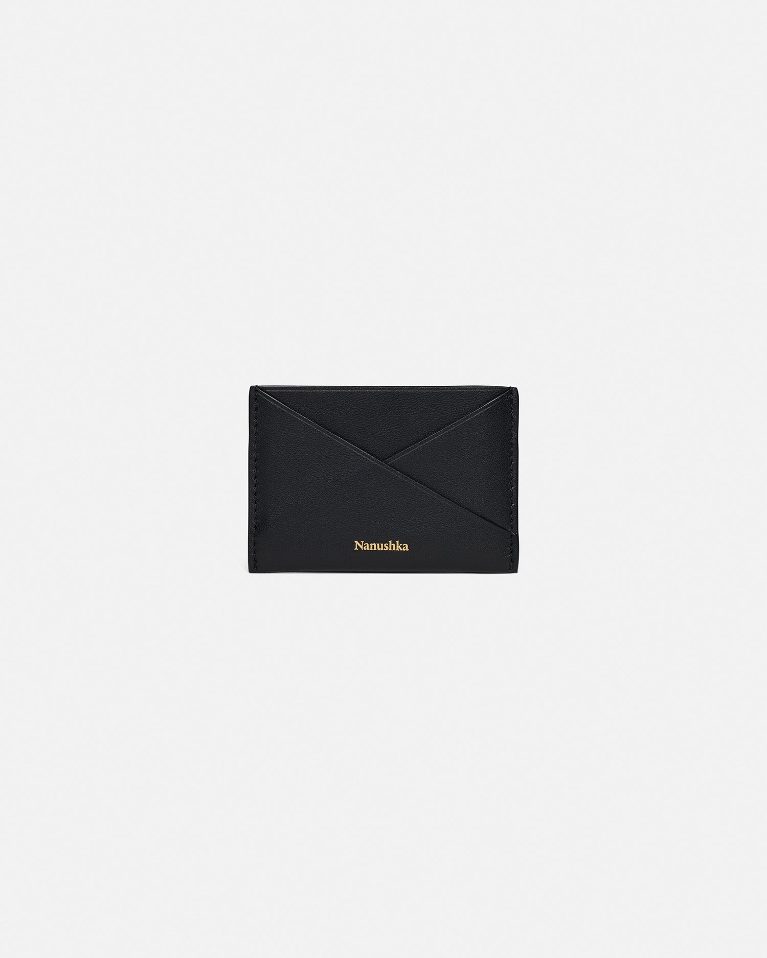 Nanushka Origami - Leather Cardholder - Black/Moonbeam