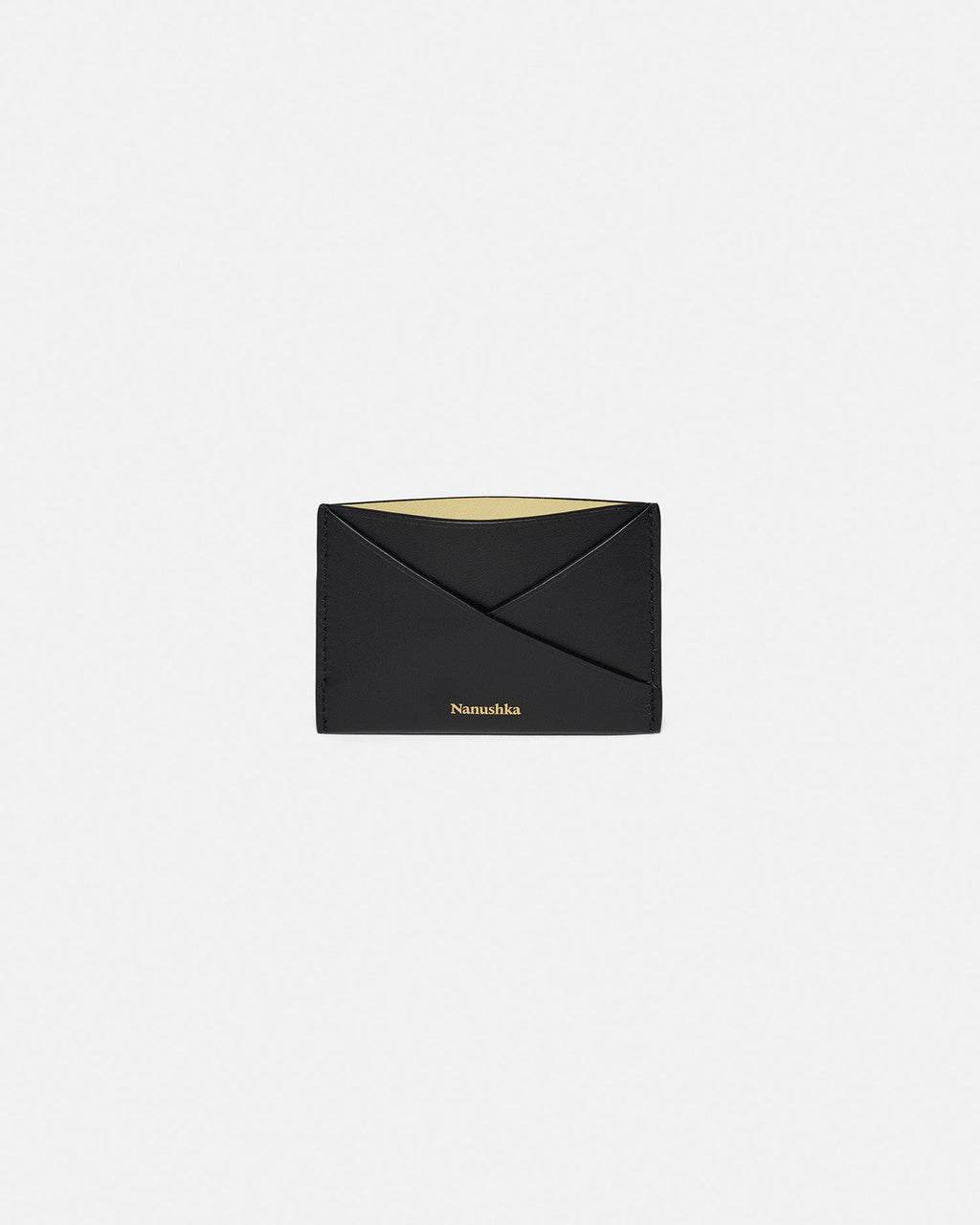 Nanushka Origami - Leather Cardholder - Black/Moonbeam