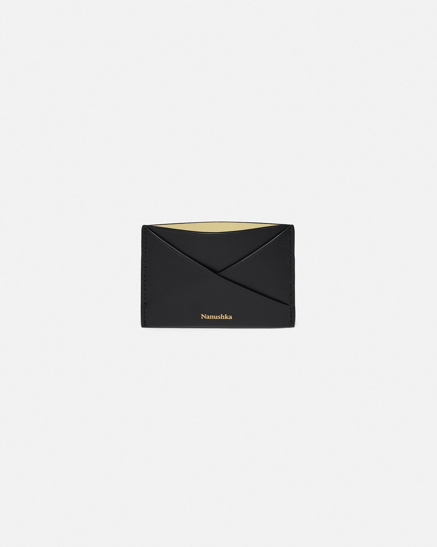 Nanushka Origami - Leather Cardholder - Black/Moonbeam