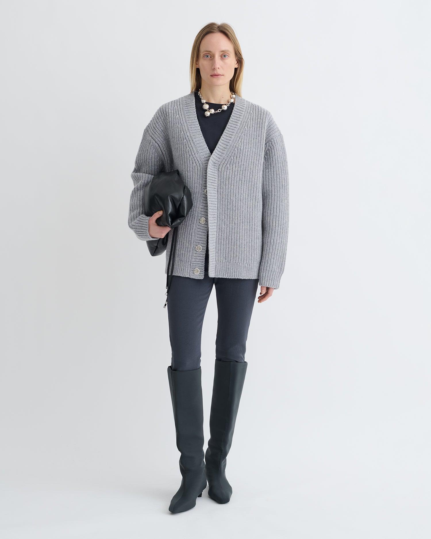 Nanushka Varten - Merino And Cashmere-Blend Cardigan - Light Grey