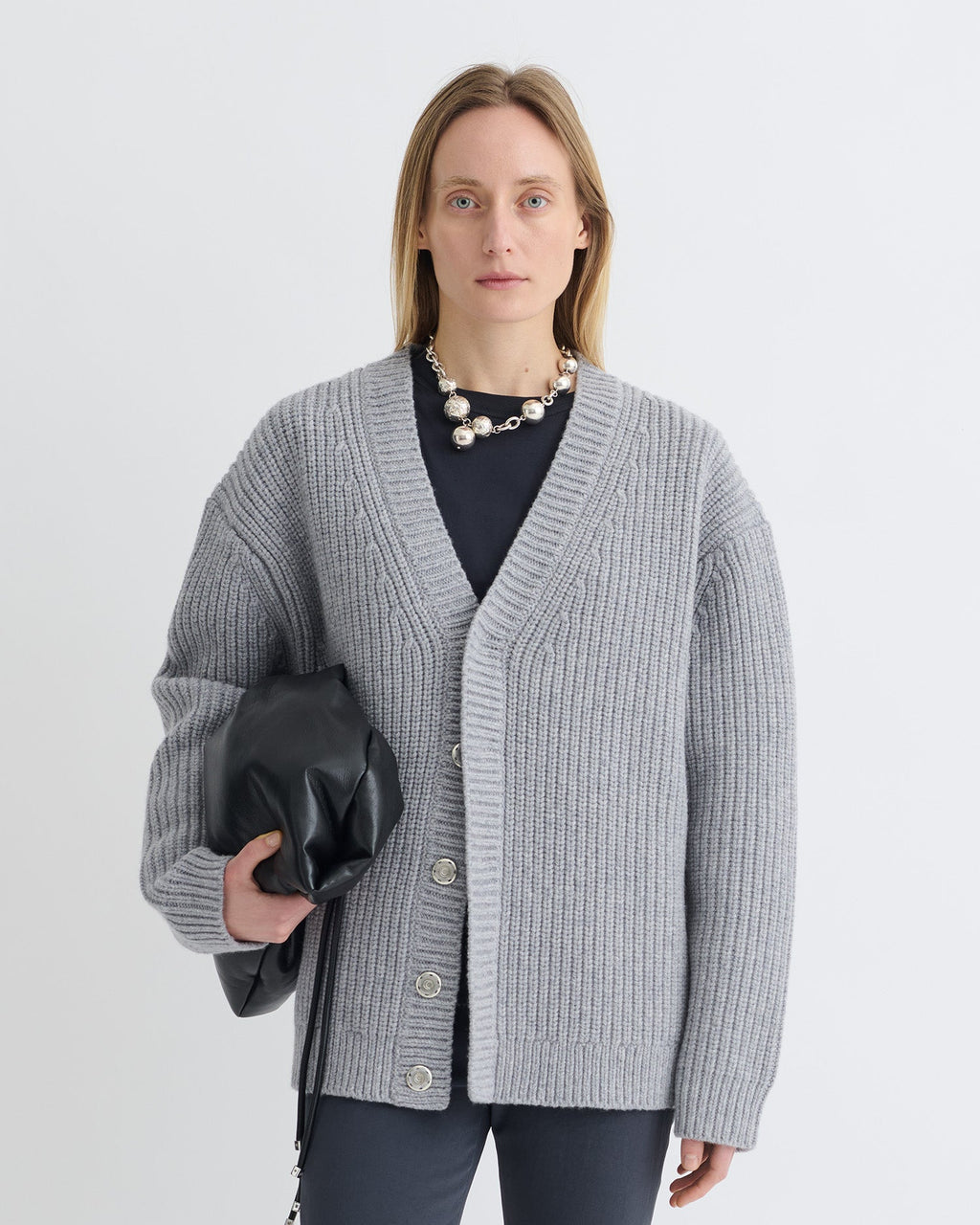 Nanushka Varten - Merino And Cashmere-Blend Cardigan - Light Grey