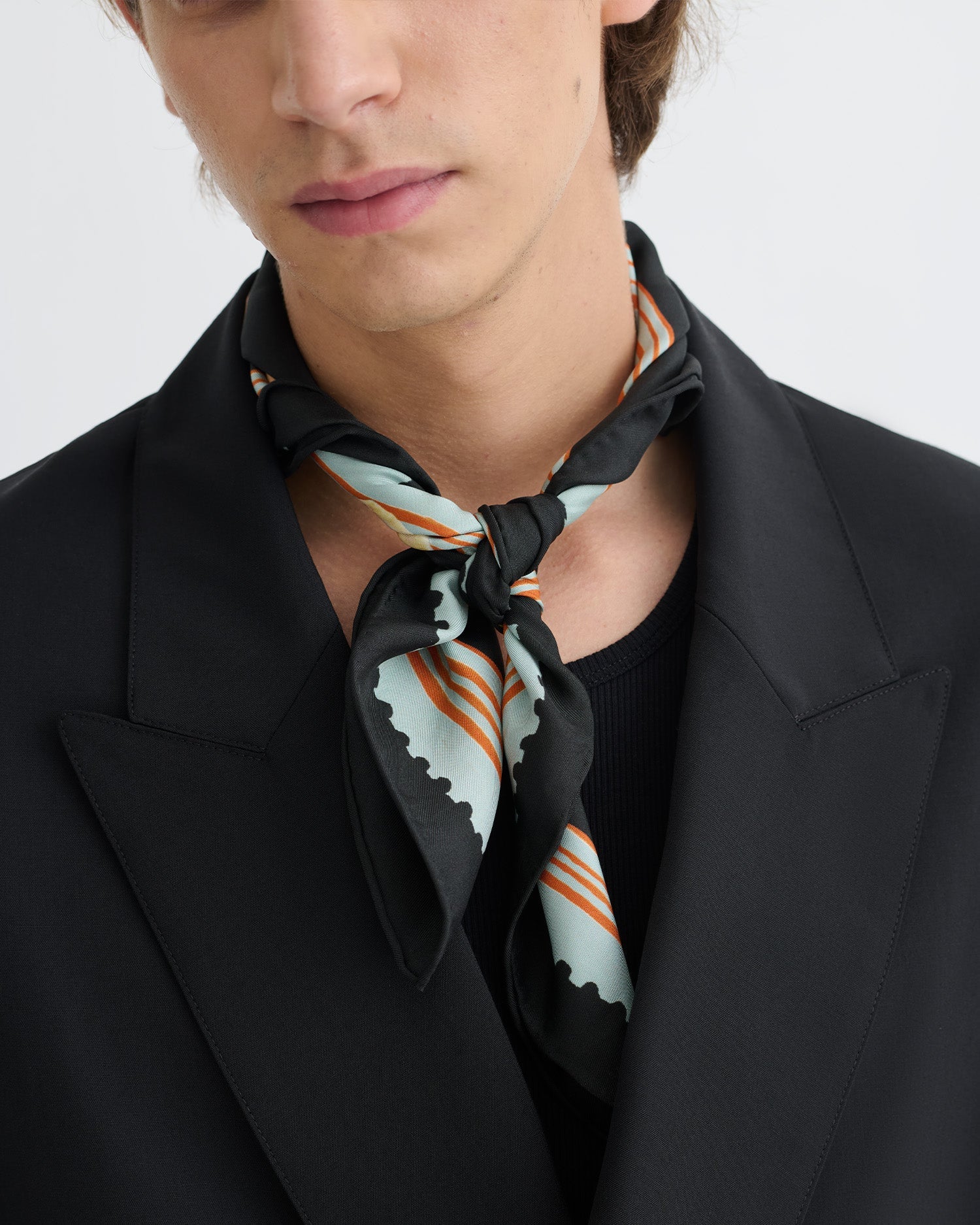 Nanushka Shoul - Printed Silk Scarf - Black/Roses