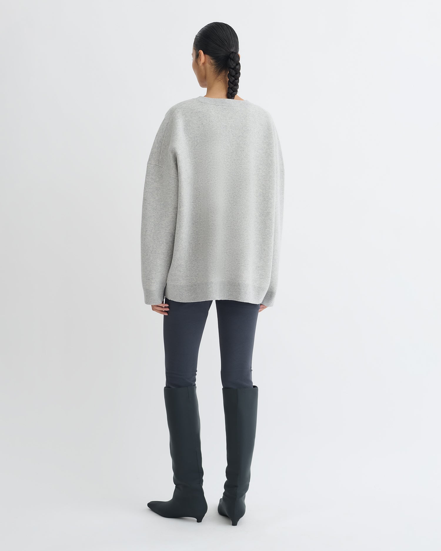 Nanushka Oswin - Merino And Terry Jacquard Sweater - Light Grey/Creme Papercut