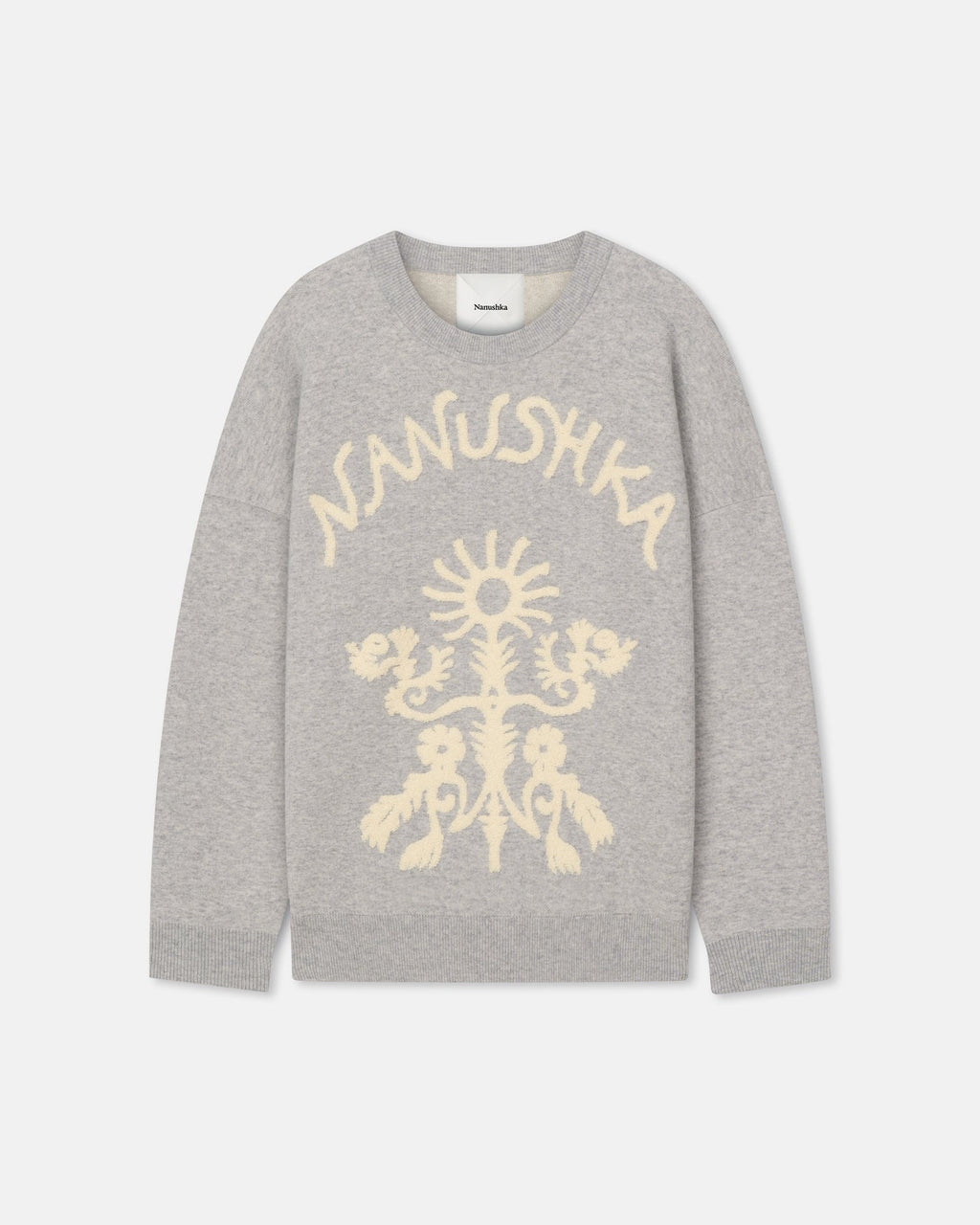 Nanushka Oswin - Merino And Terry Jacquard Sweater - Light Grey/Creme Papercut