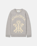 Nanushka Oswin - Merino And Terry Jacquard Sweater - Light Grey/Creme Papercut