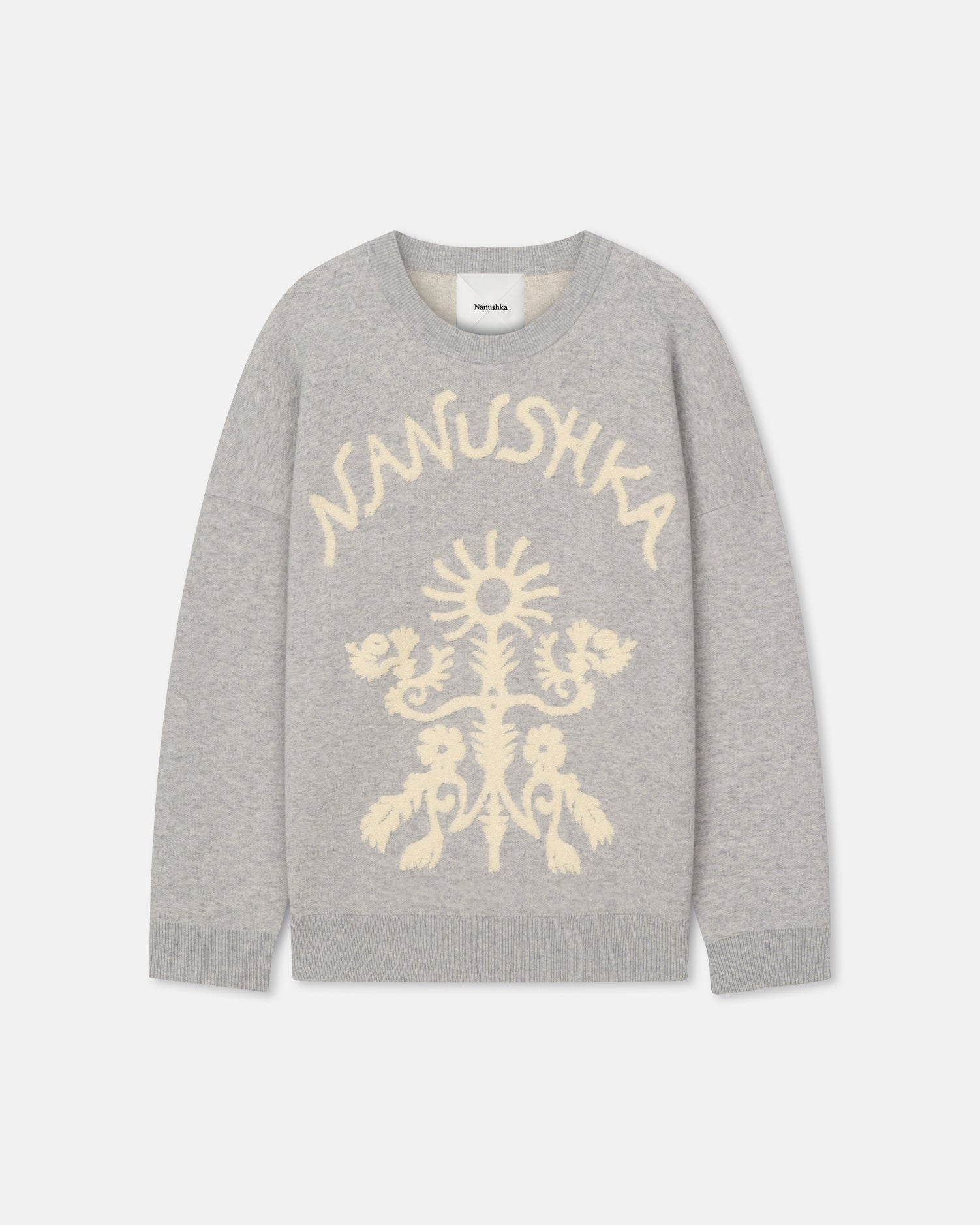 Nanushka Oswin - Merino And Terry Jacquard Sweater - Light Grey/Creme Papercut