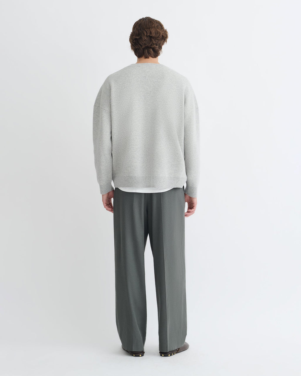 Nanushka Oswin - Merino And Terry Jacquard Sweater - Light Grey/Creme Papercut