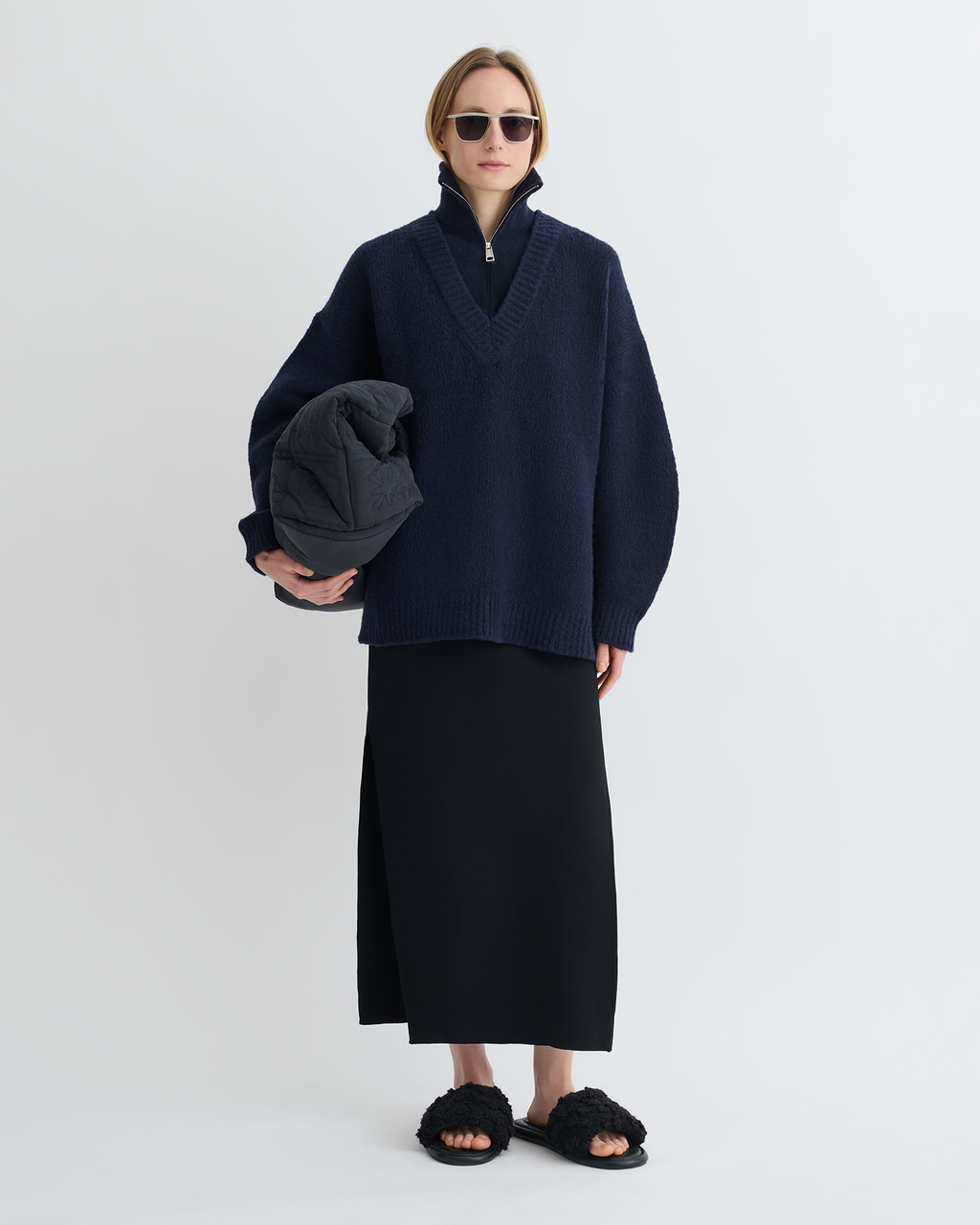 Nanushka Kylen - Contrast Brushed Merino Sweater - Navy