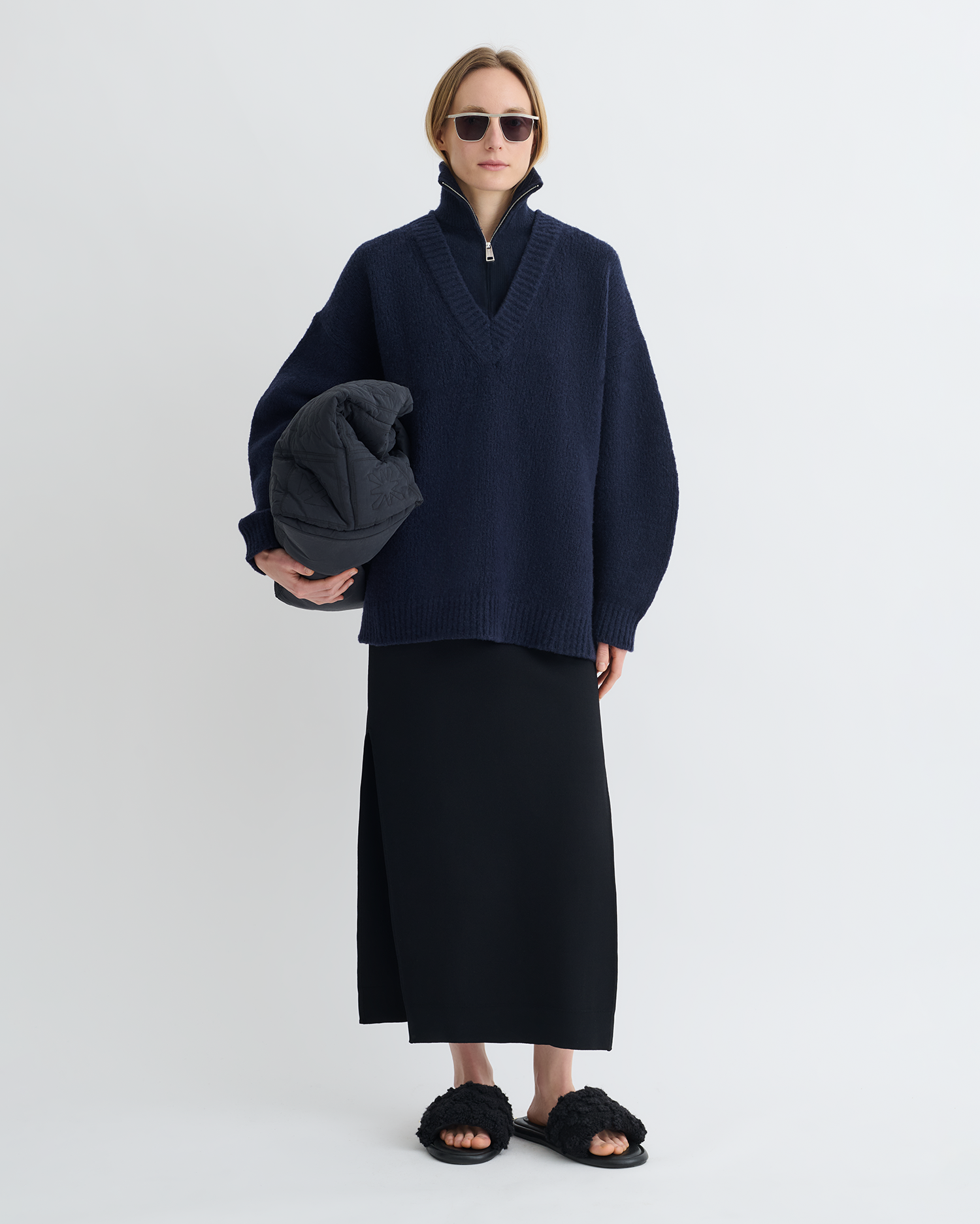 Nanushka Kylen - Contrast Brushed Merino Sweater - Navy