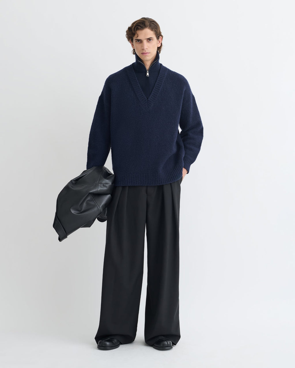 Nanushka Kylen - Contrast Brushed Merino Sweater - Navy