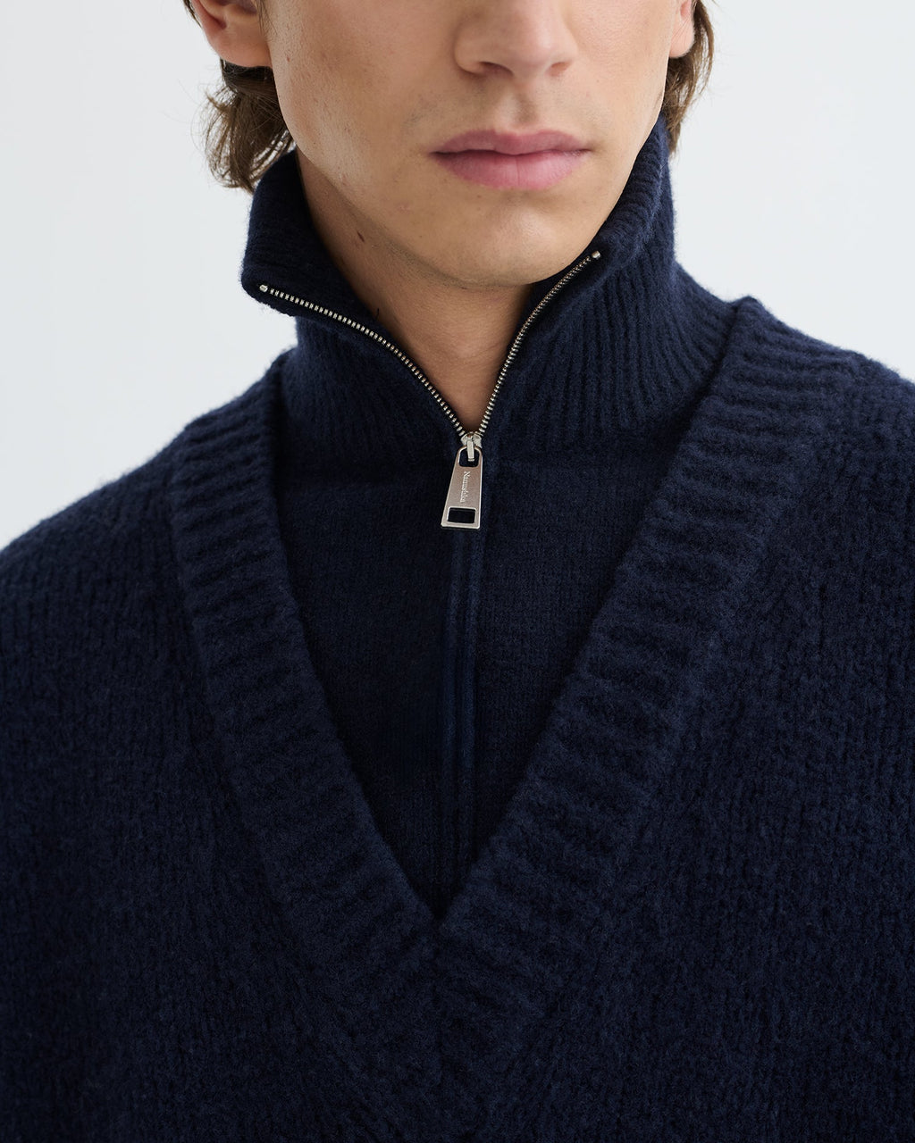 Nanushka Kylen - Contrast Brushed Merino Sweater - Navy