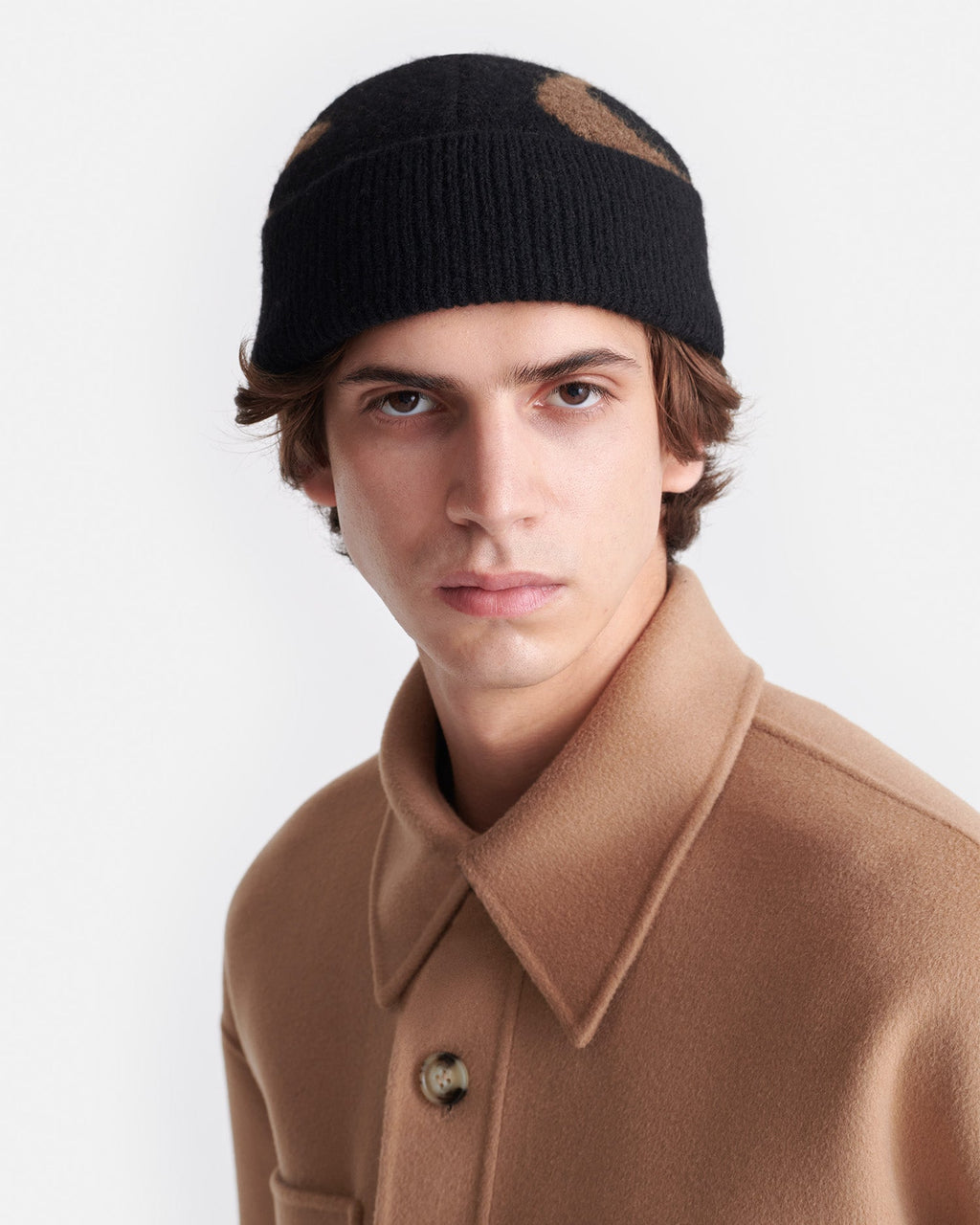 Nanushka Madis - Compact Brushed Alpaca Beanie - Black/Brown