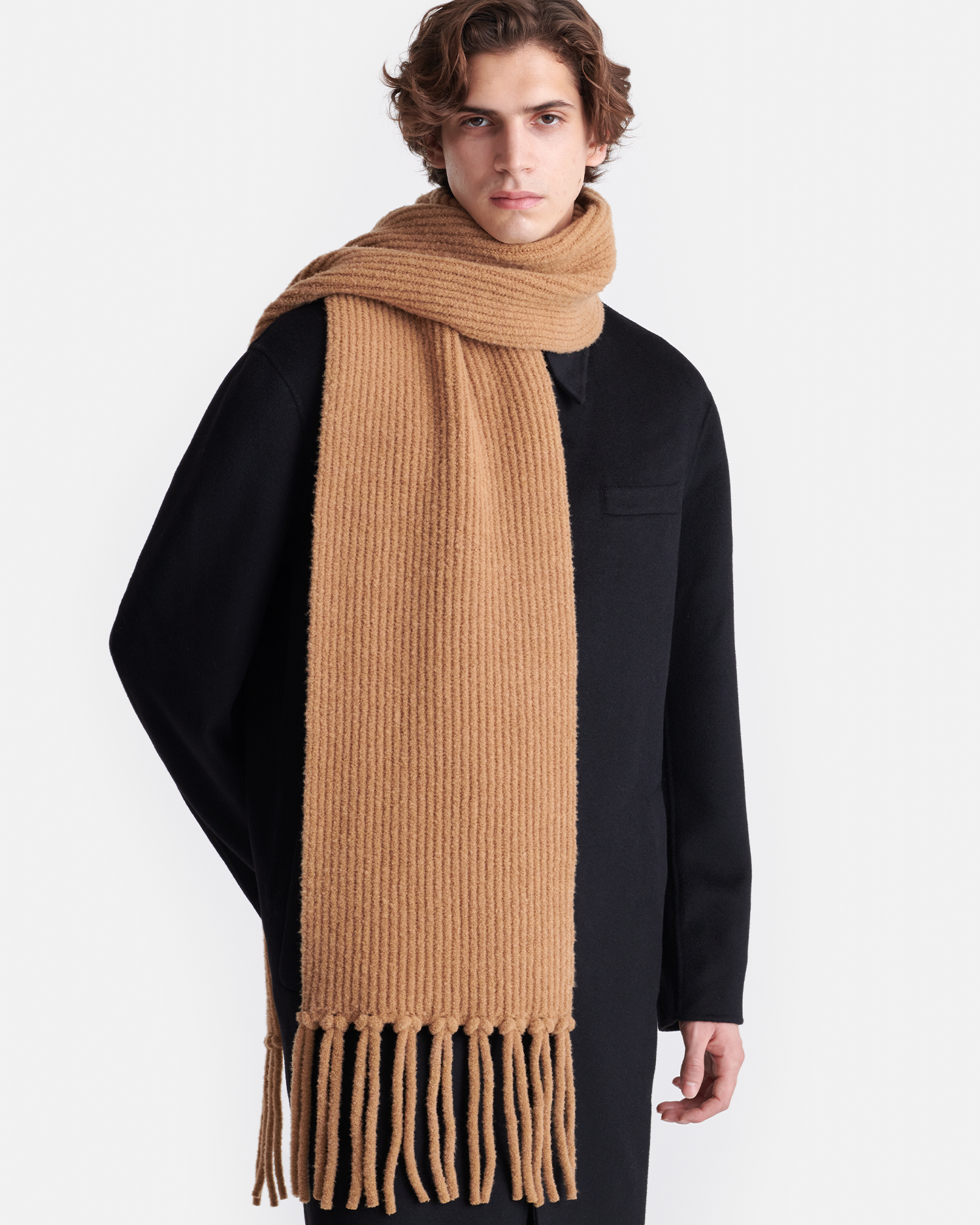 Nanushka Ives - Compact Boucle Scarf - Camel