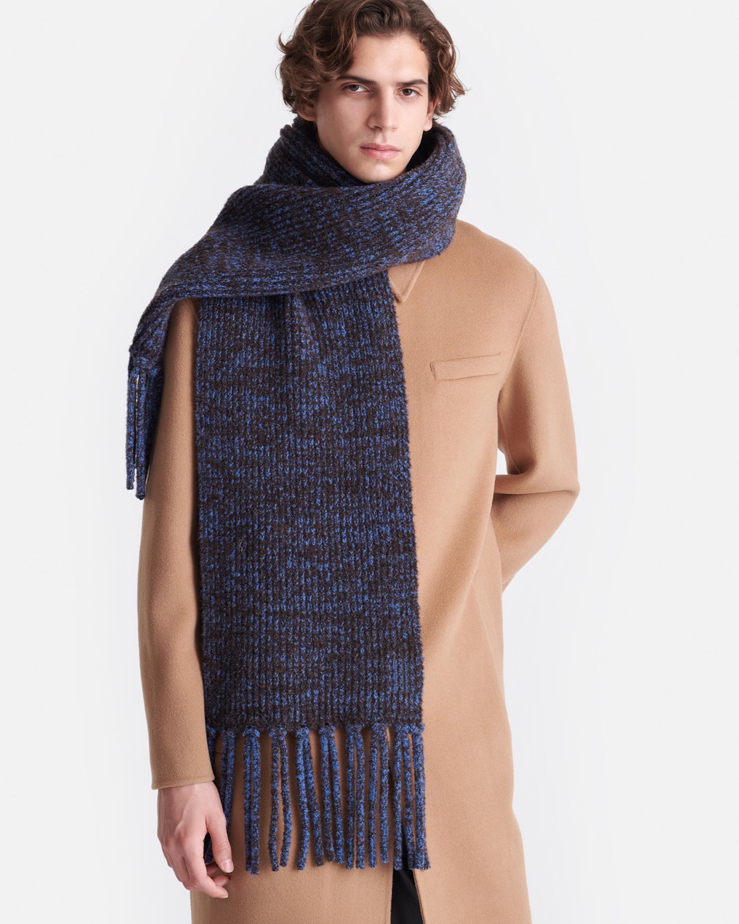 Nanushka Ives - Compact Boucle Scarf - Blue/Brown