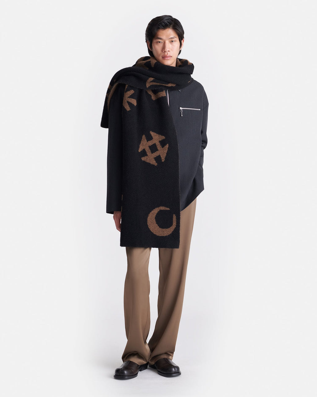 Nanushka Lance - Brushed Alpaca Scarf - Black/Brown