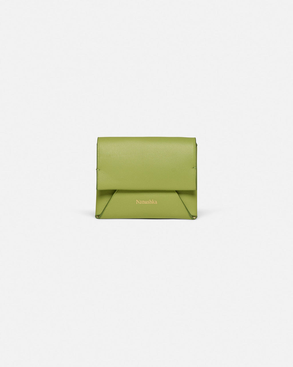 Nanushka Folded - Leather Cardholder - Lime/Moonbeam