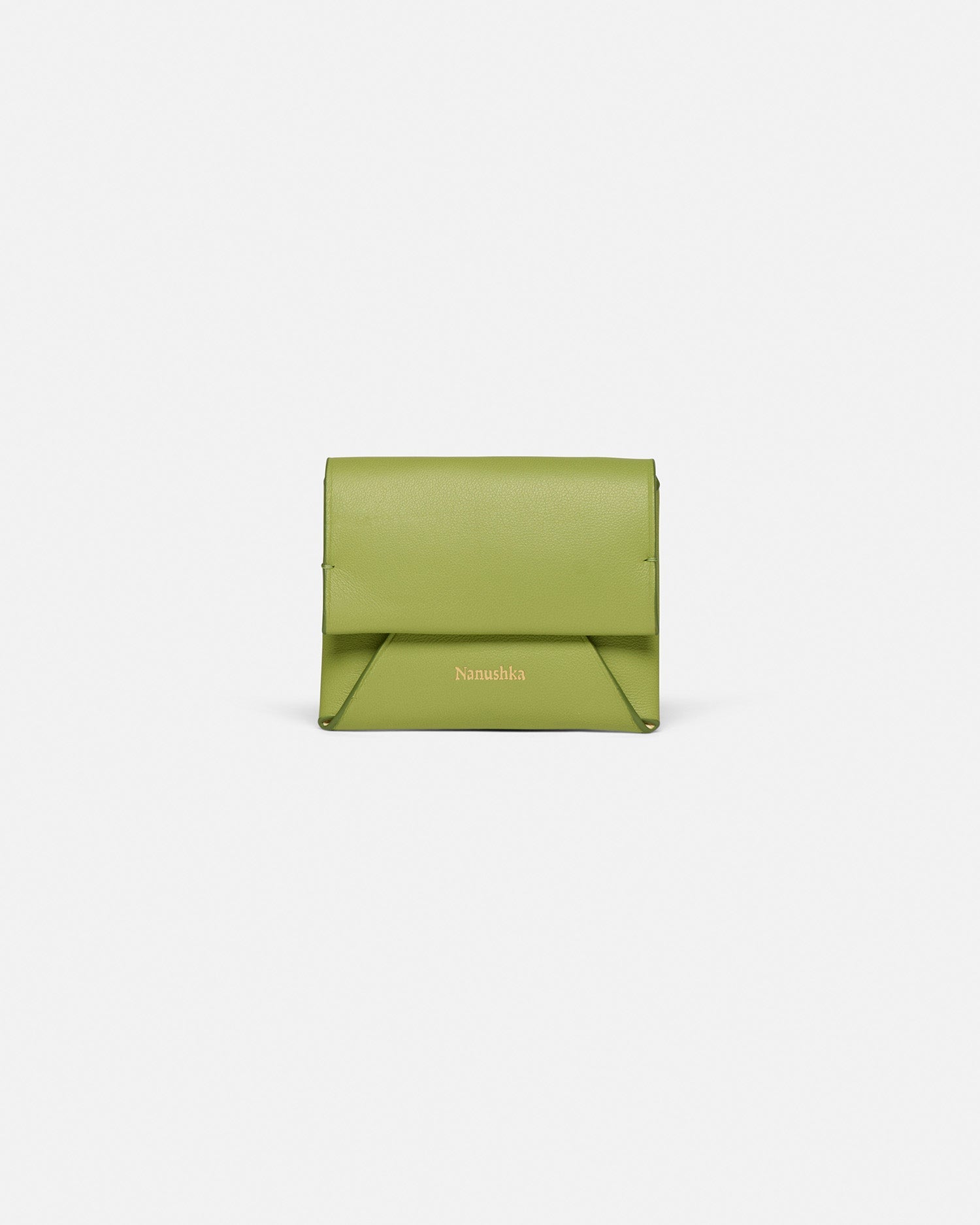Nanushka Folded - Leather Cardholder - Lime/Moonbeam