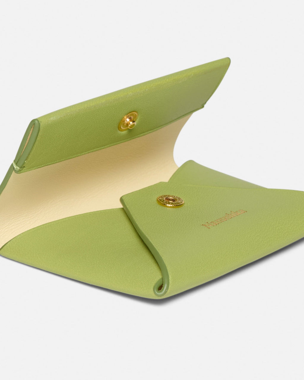Nanushka Folded - Leather Cardholder - Lime/Moonbeam