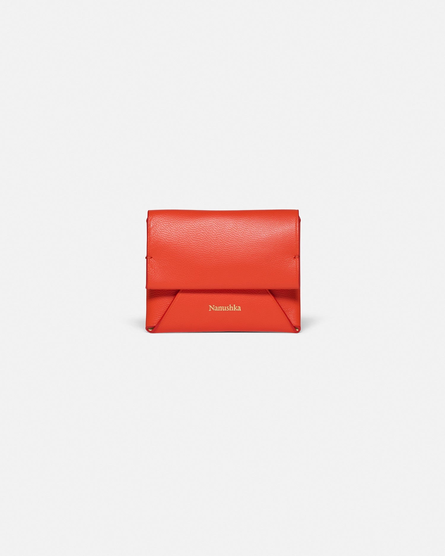 Nanushka Folded - Leather Cardholder - Red/Moonbeam