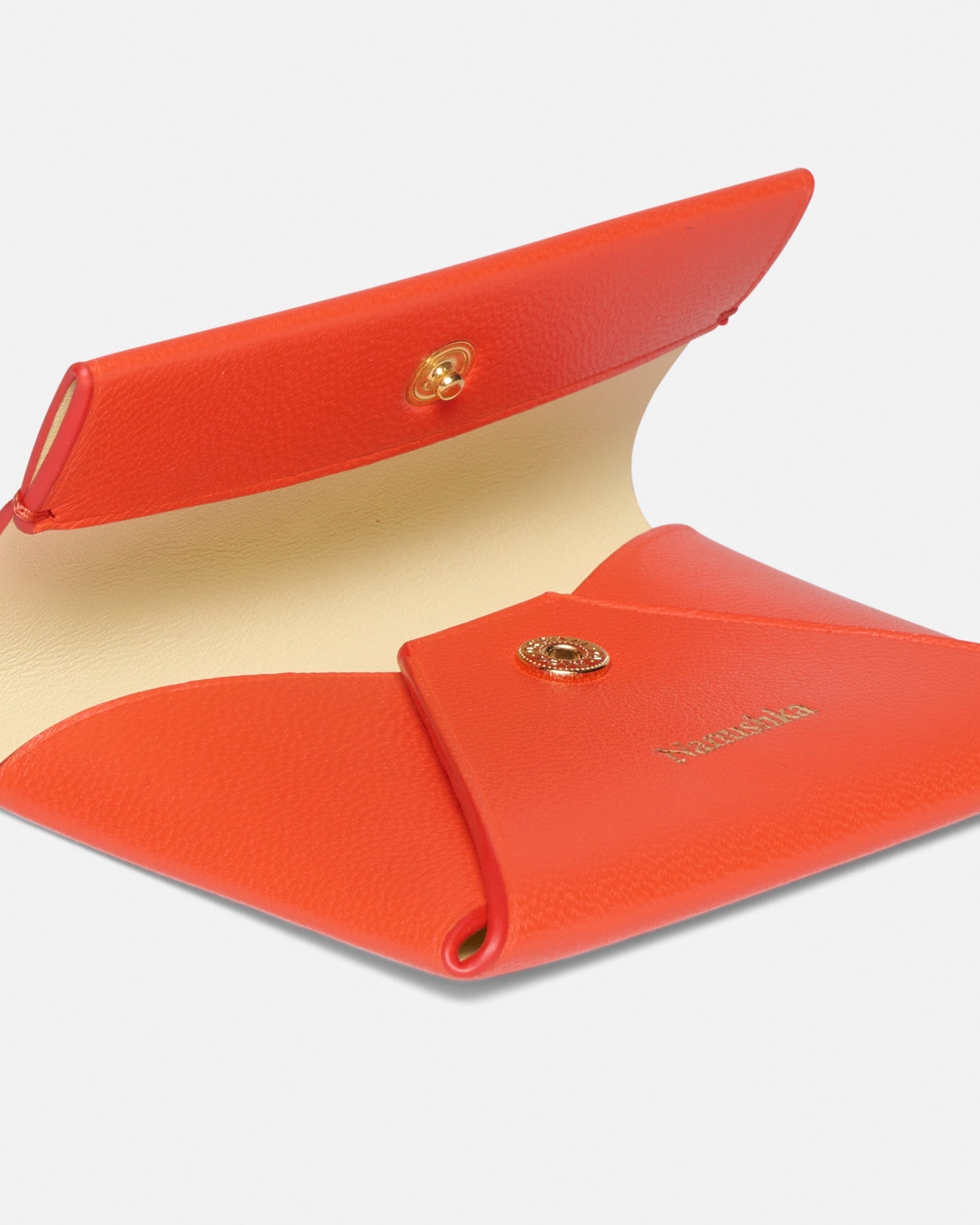 Nanushka Folded - Leather Cardholder - Red/Moonbeam