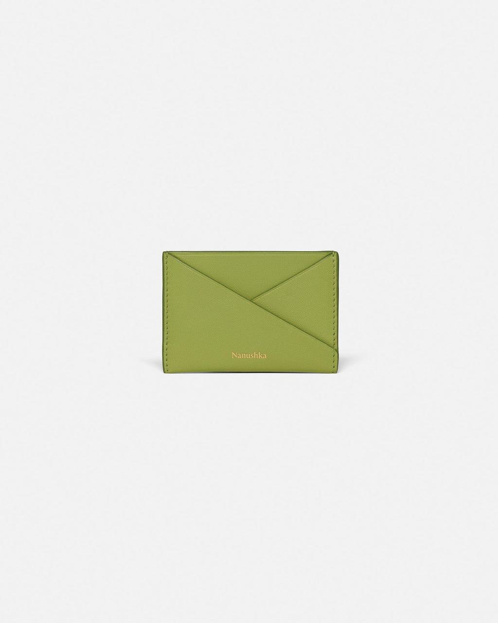 Nanushka Origami - Leather Cardholder - Lime/Moonbeam