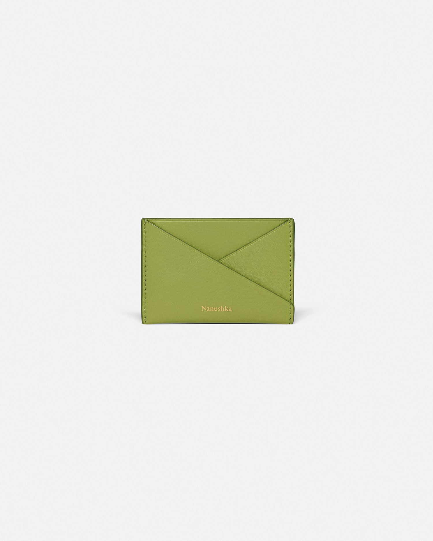 Nanushka Origami - Leather Cardholder - Lime/Moonbeam