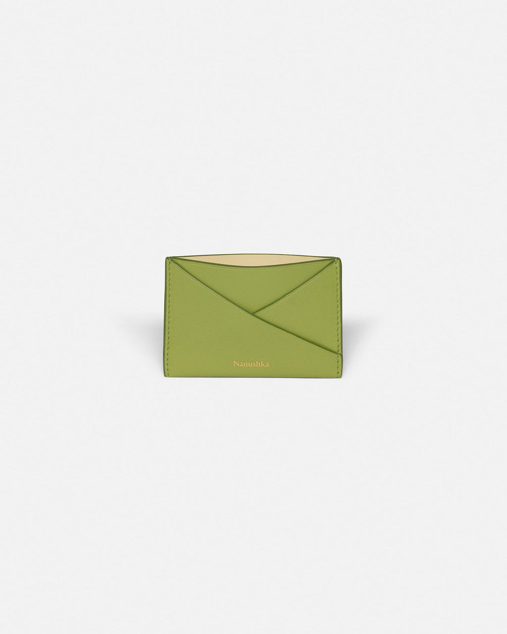 Nanushka Origami - Leather Cardholder - Lime/Moonbeam