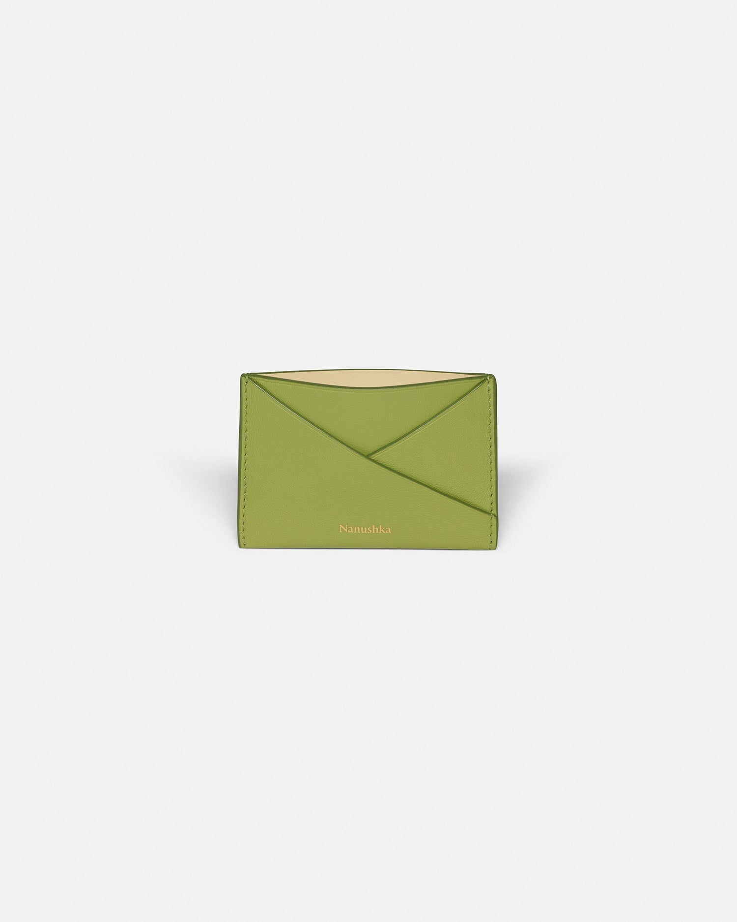 Nanushka Origami - Leather Cardholder - Lime/Moonbeam