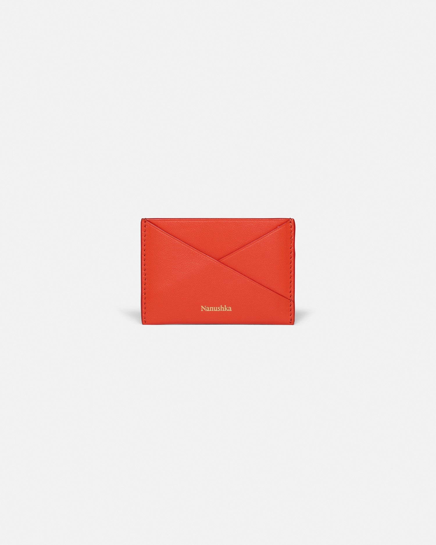 Nanushka Origami - Leather Cardholder - Red/Moonbeam