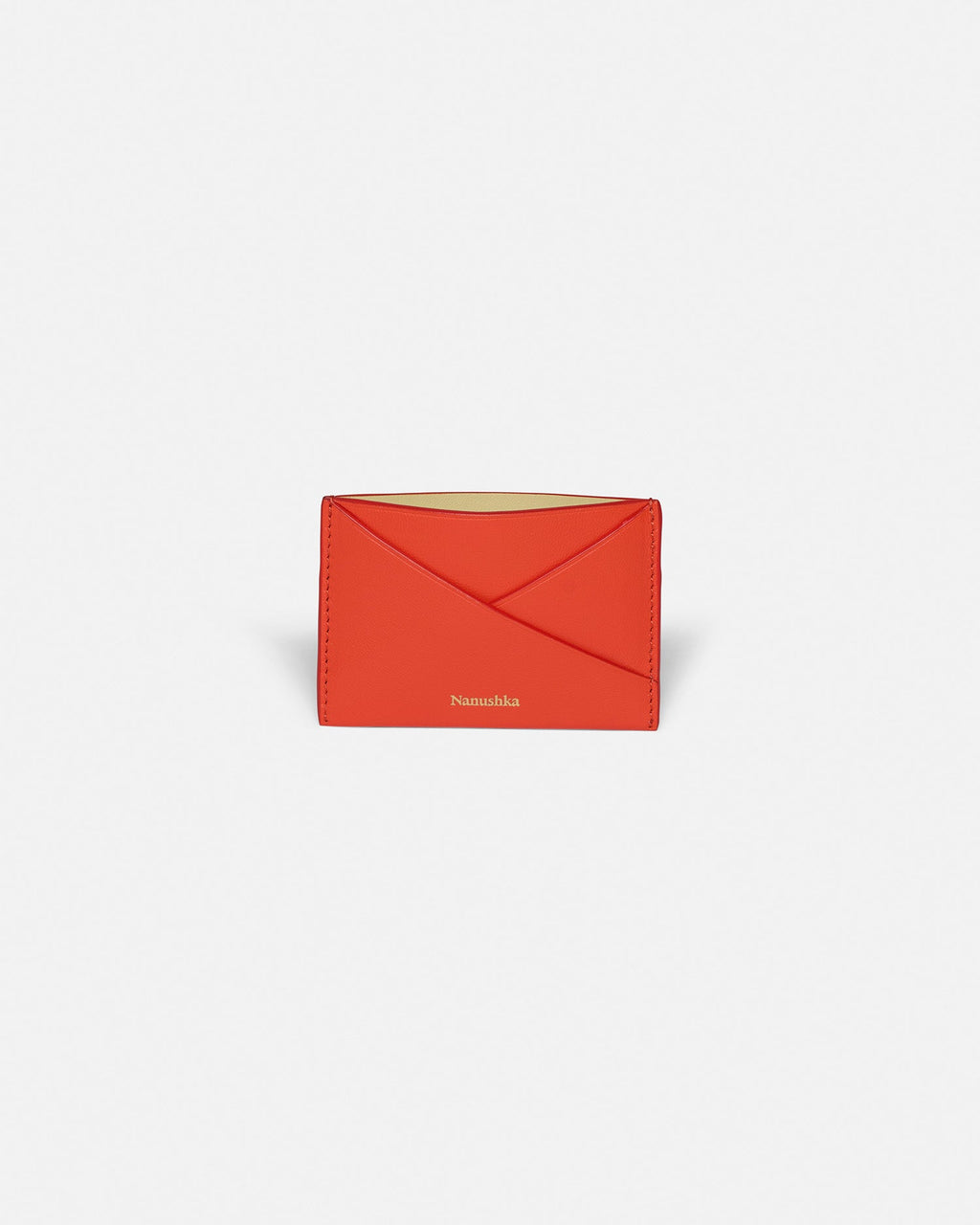 Nanushka Origami - Leather Cardholder - Red/Moonbeam
