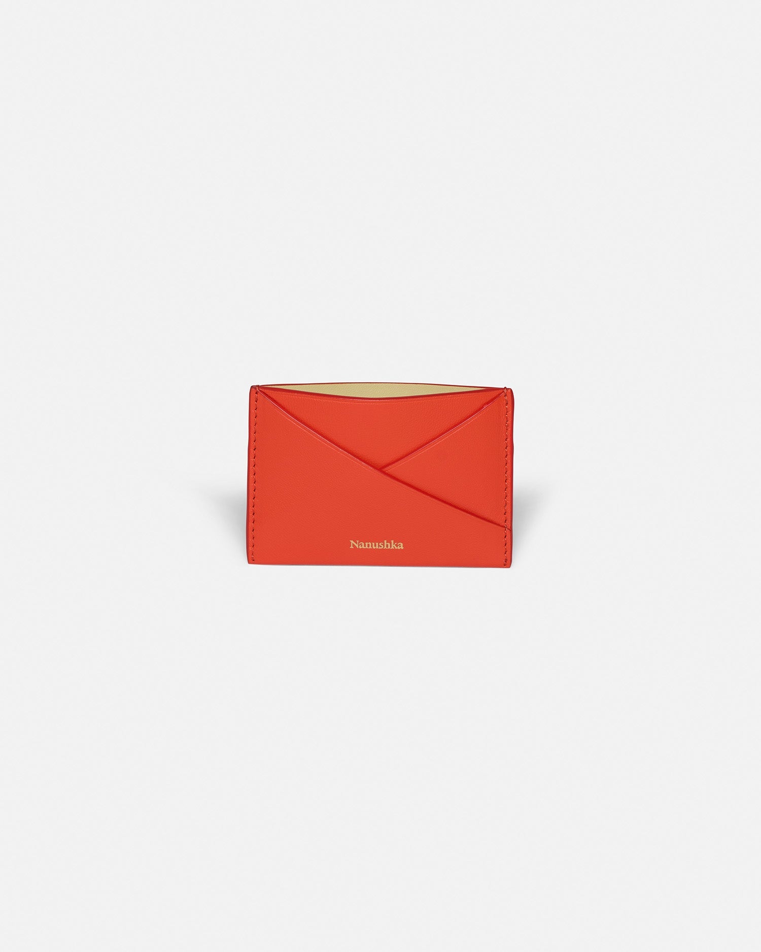 Nanushka Origami - Leather Cardholder - Red/Moonbeam
