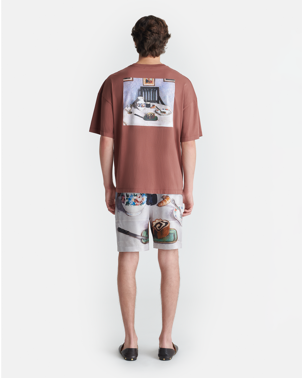 Nanushka Wren - Printed Cotton-Jersey T-Shirt - Rust/Poppyseed Cake