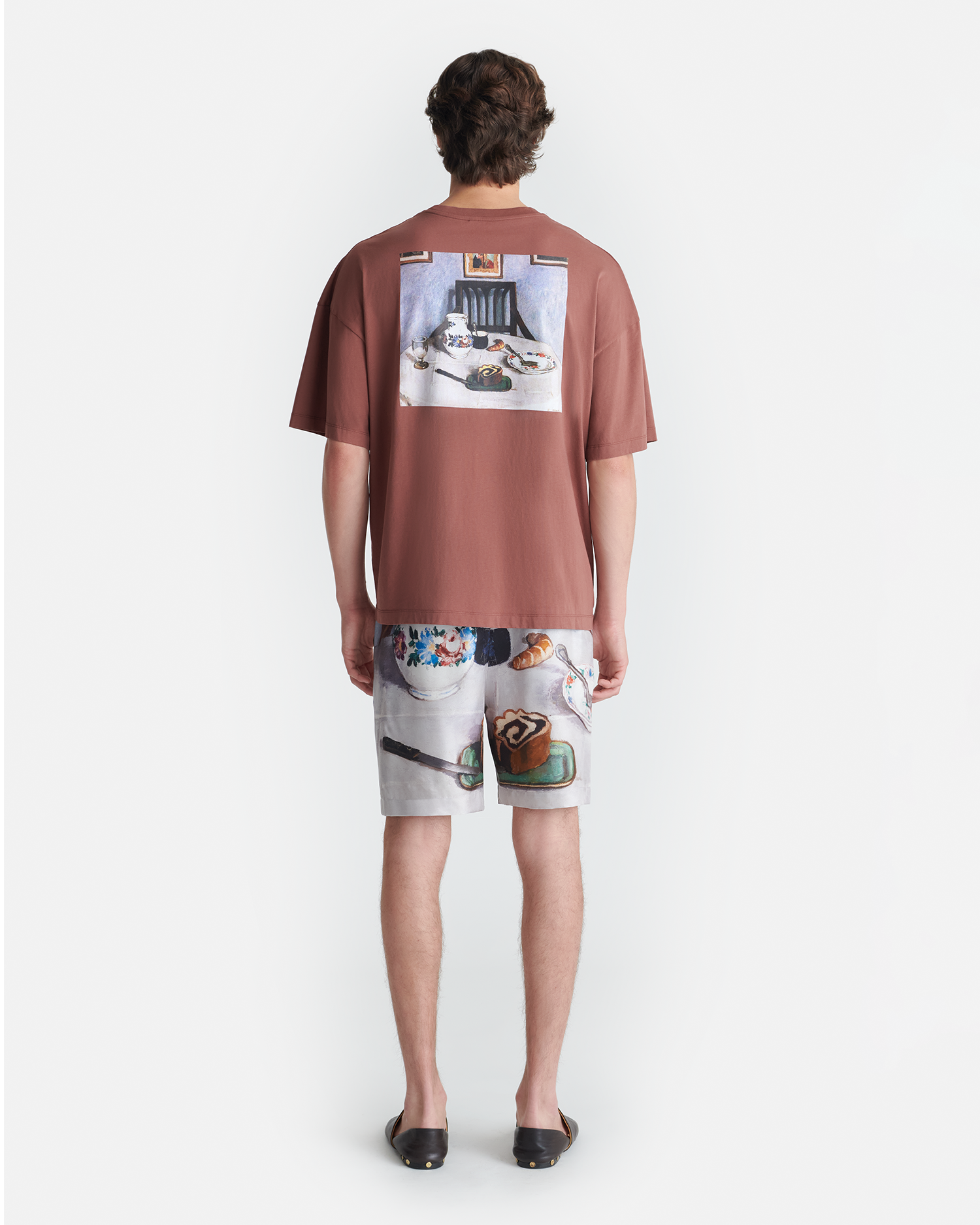 Nanushka Wren - Printed Cotton-Jersey T-Shirt - Rust/Poppyseed Cake