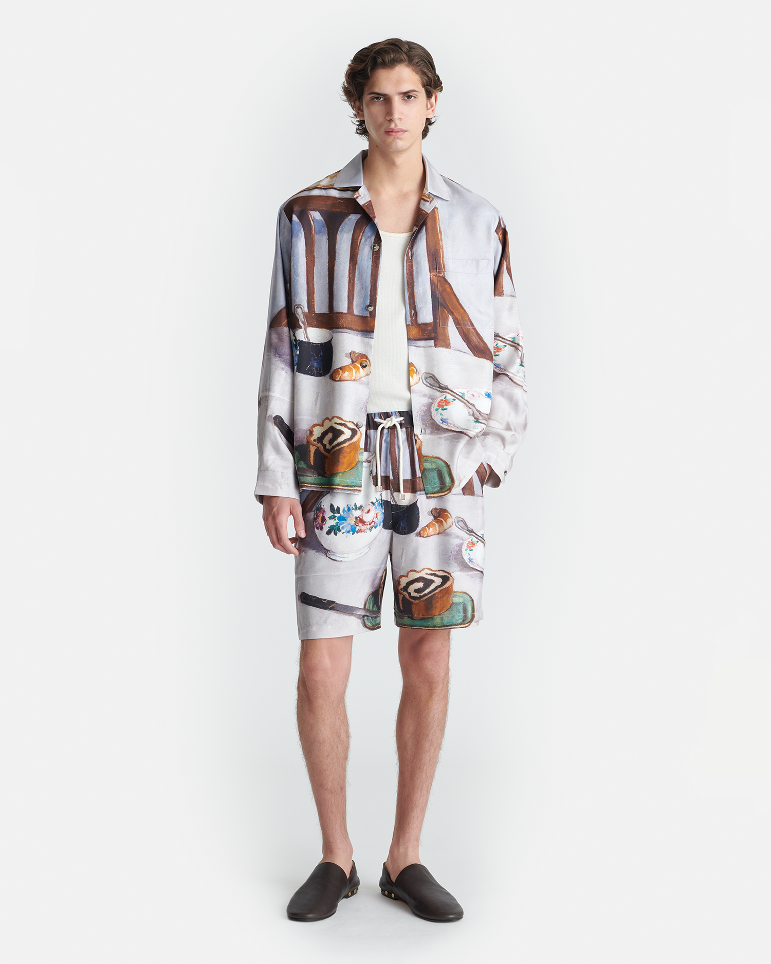 Nanushka Doxxi - Printed Silk Twill Shorts - Poppyseed Cake