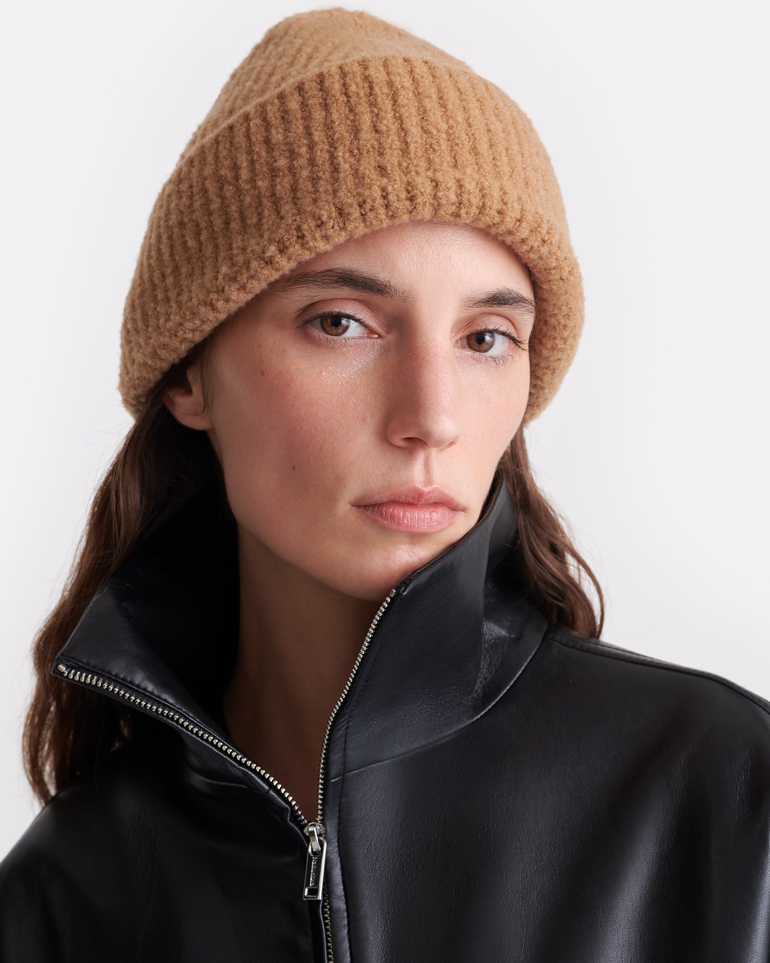 Nanushka Corey - Compact Boucle Beanie - Camel