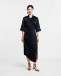 Nanushka Lais - Draped Front Shirt Dress - Black