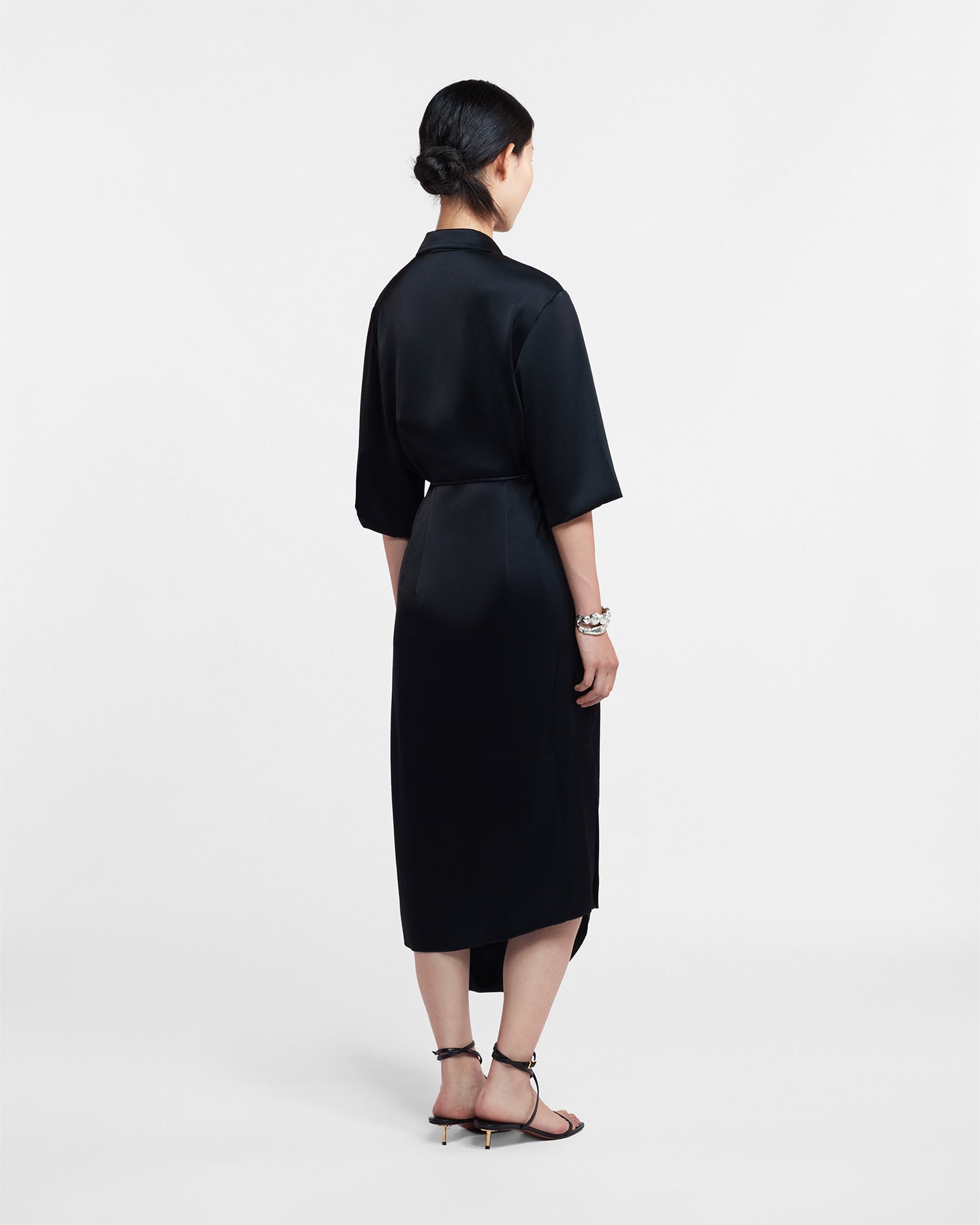 Nanushka Lais - Draped Front Shirt Dress - Black