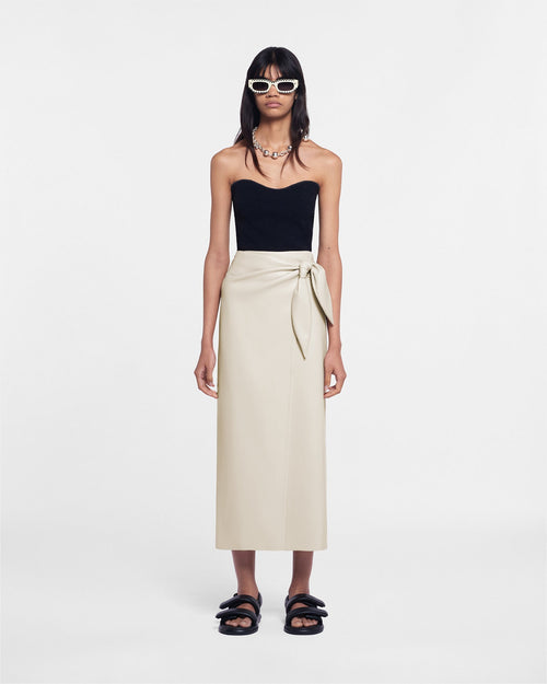 Nanushka Amas - Okobor™ Alt-Leather Sarong Skirt - Creme