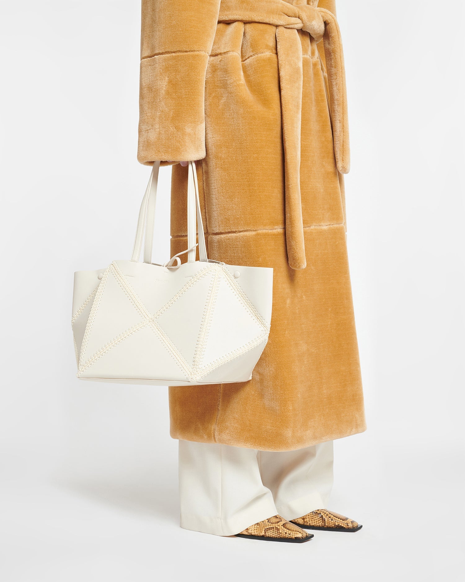 Nanushka Origami Tote - Alt-Nappa Crochet Tote - Off White/Crème